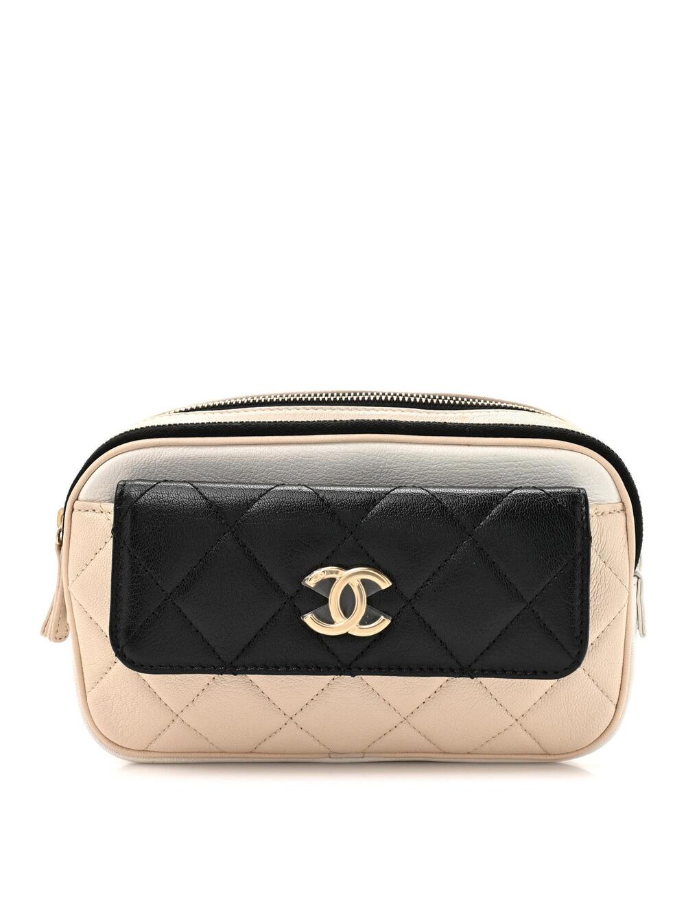 Chanel Goatskin Quilted Waist Bag Beige #324198C27B